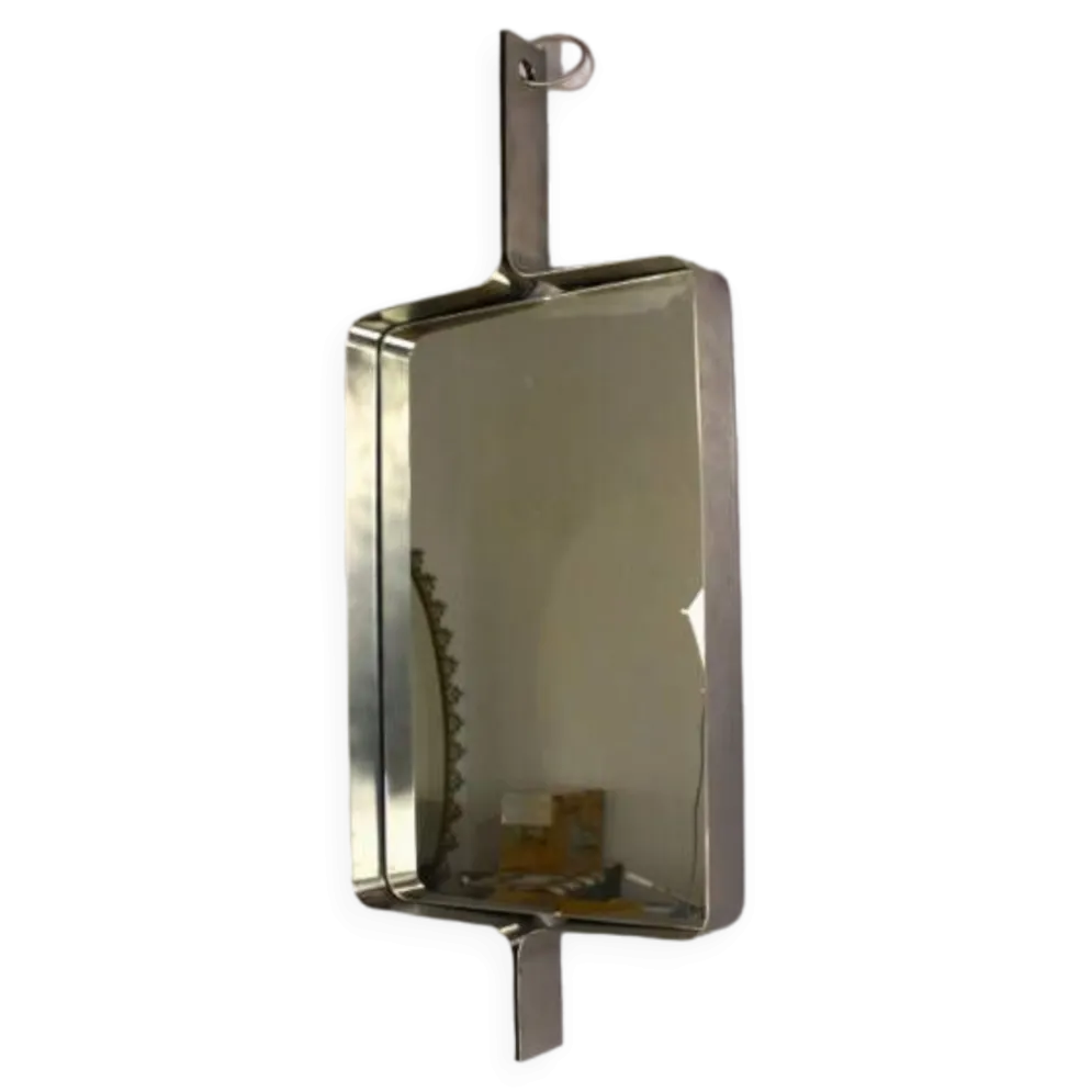 Miroir rectangulaire en acier brossé de Xavier Feal, 1970