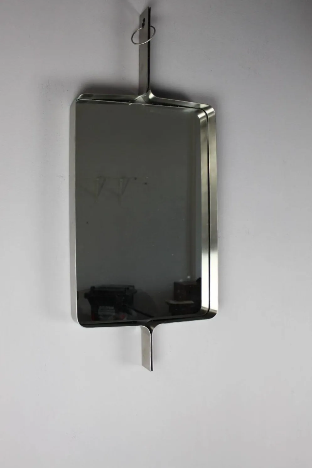 Miroir rectangulaire en acier brossé de Xavier Feal, 1970