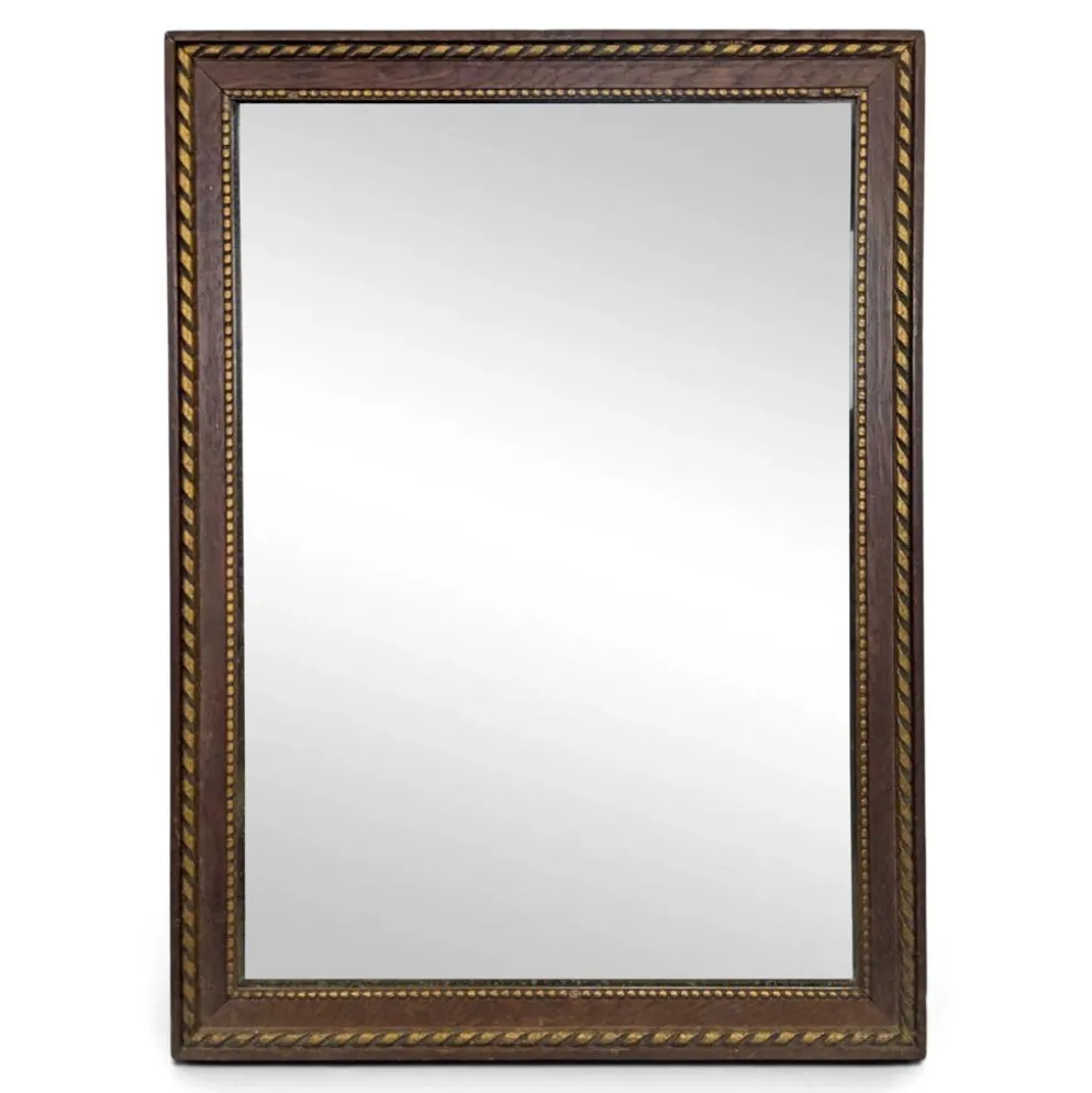 Miroir rectangulaire en bois à filet doré torsadé