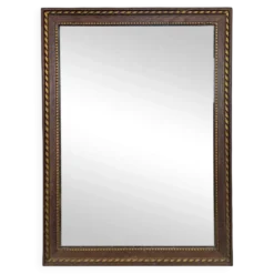 Miroir rectangulaire en bois à filet doré torsadé