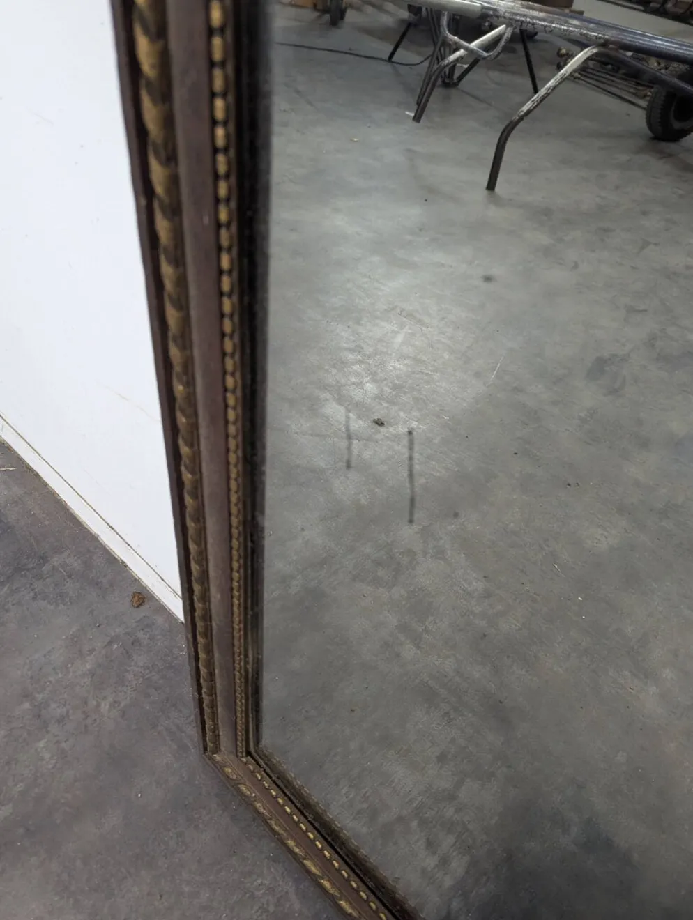 Miroir rectangulaire en bois à filet doré torsadé