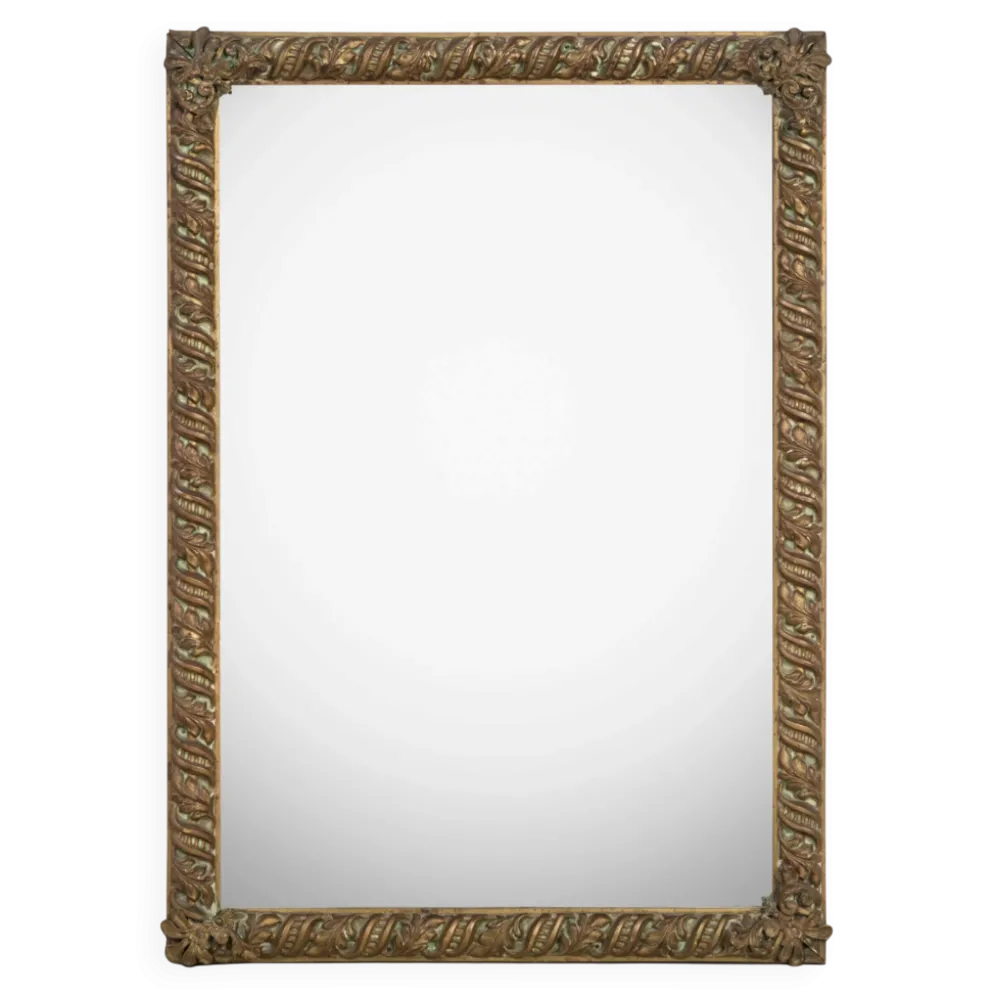 Miroir rectangulaire en cuivre style Arts & Crafts