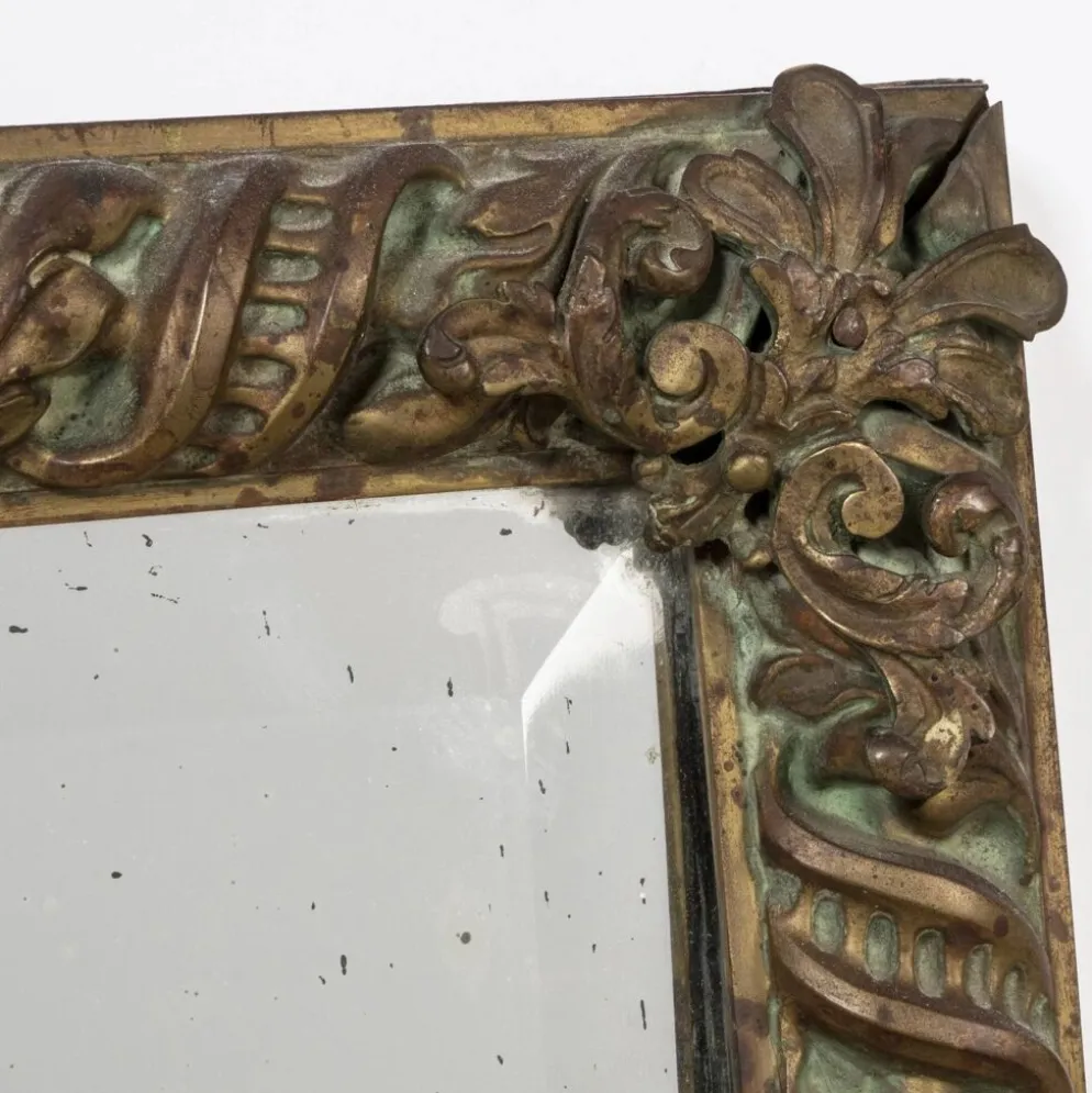 Miroir rectangulaire en cuivre style Arts & Crafts