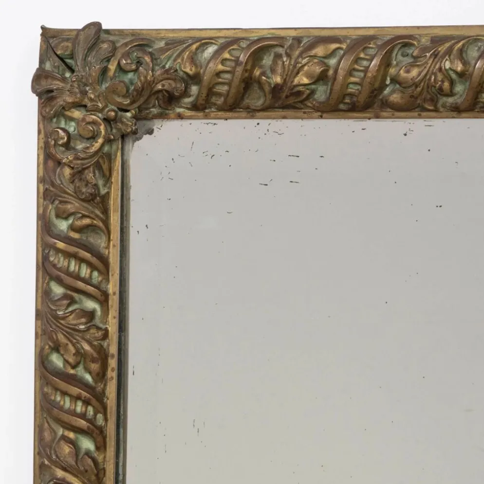 Miroir rectangulaire en cuivre style Arts & Crafts