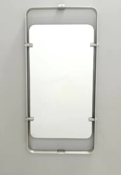 Miroir rectangulaire en métal émaillé argenté, Italie années 1970