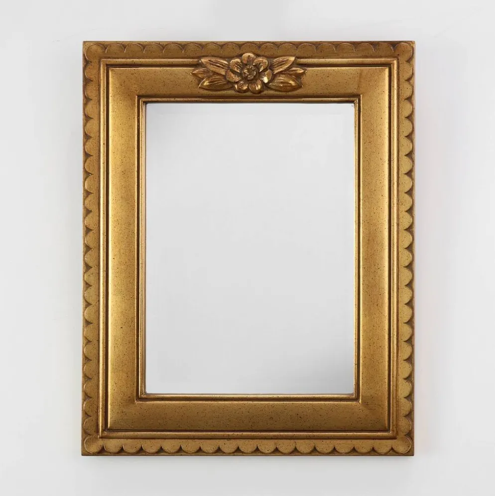 Miroir rectangulaire en résine dorée Deknudt, Belgique 20e siècle