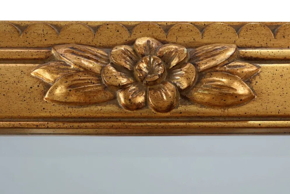 Miroir rectangulaire en résine dorée Deknudt, Belgique 20e siècle
