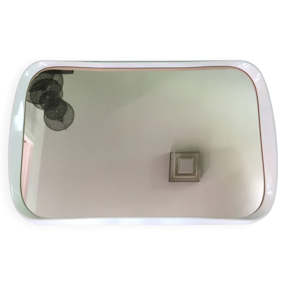 Miroir rectangulaire horizontal ou vertical en bois laqué blanc, années 70