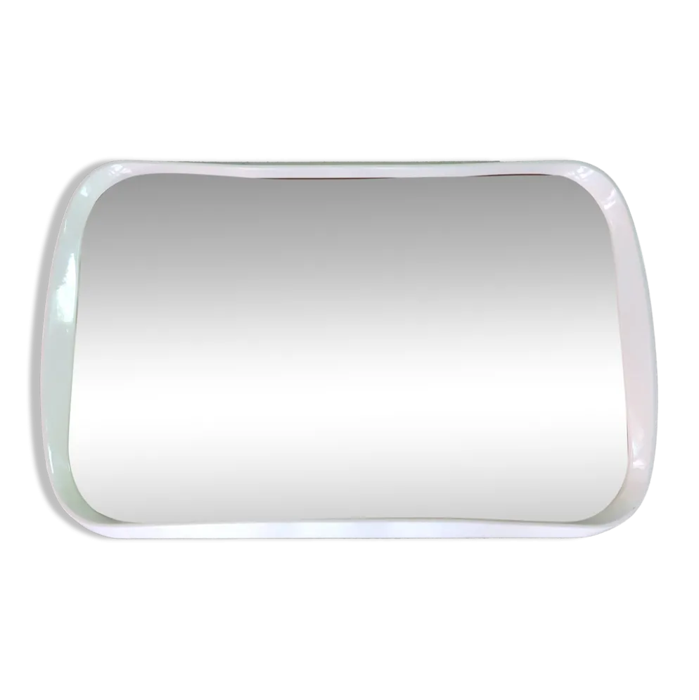Miroir rectangulaire horizontal ou vertical en bois laqué blanc, années 70
