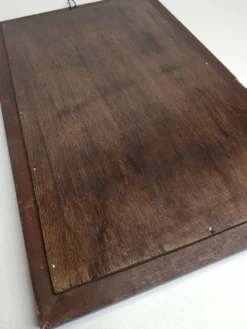 Miroir rectangulaire patine bleu et argent 28 X 46 cm