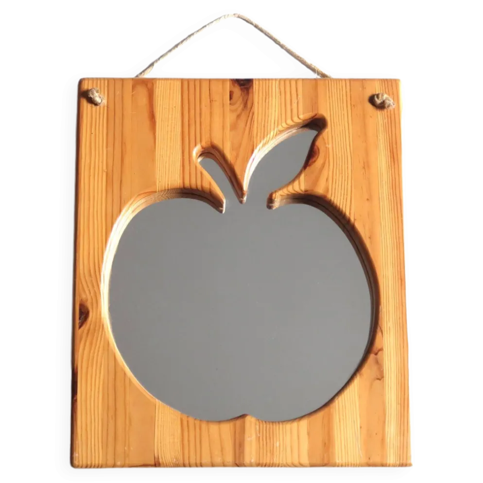 Miroir rectangulaire pomme en bois de pin et corde