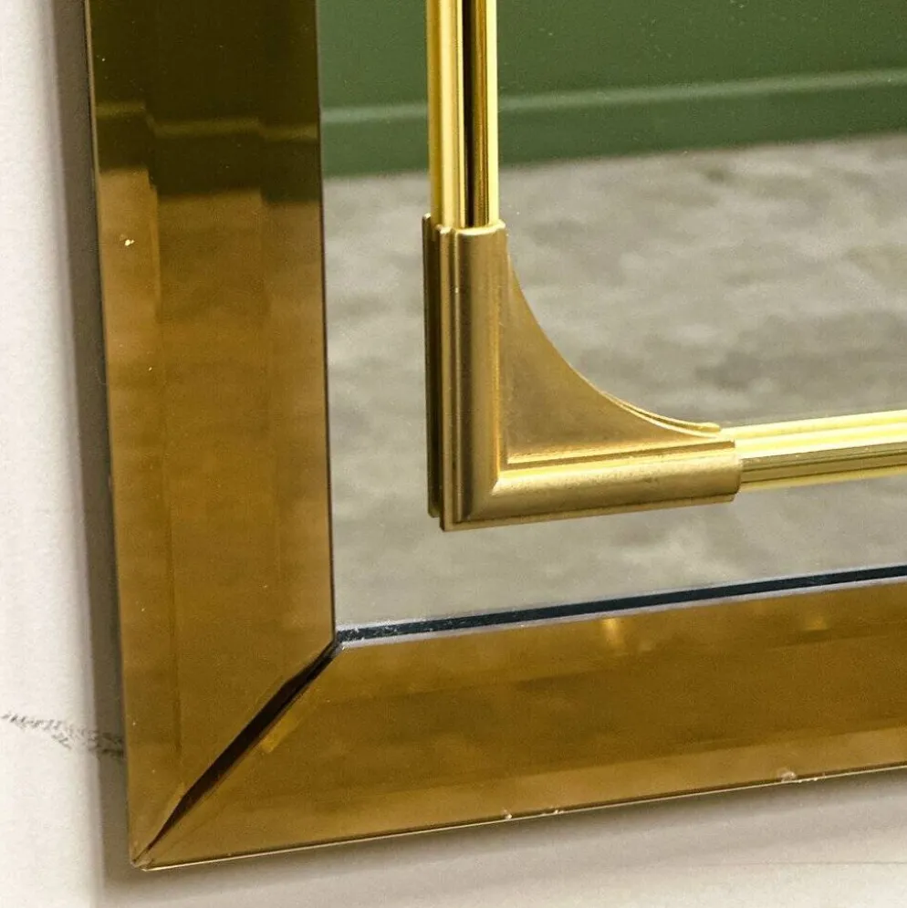 Miroir rectangulaire Schöninger en verre teinté bronze et détails en laiton, allemand