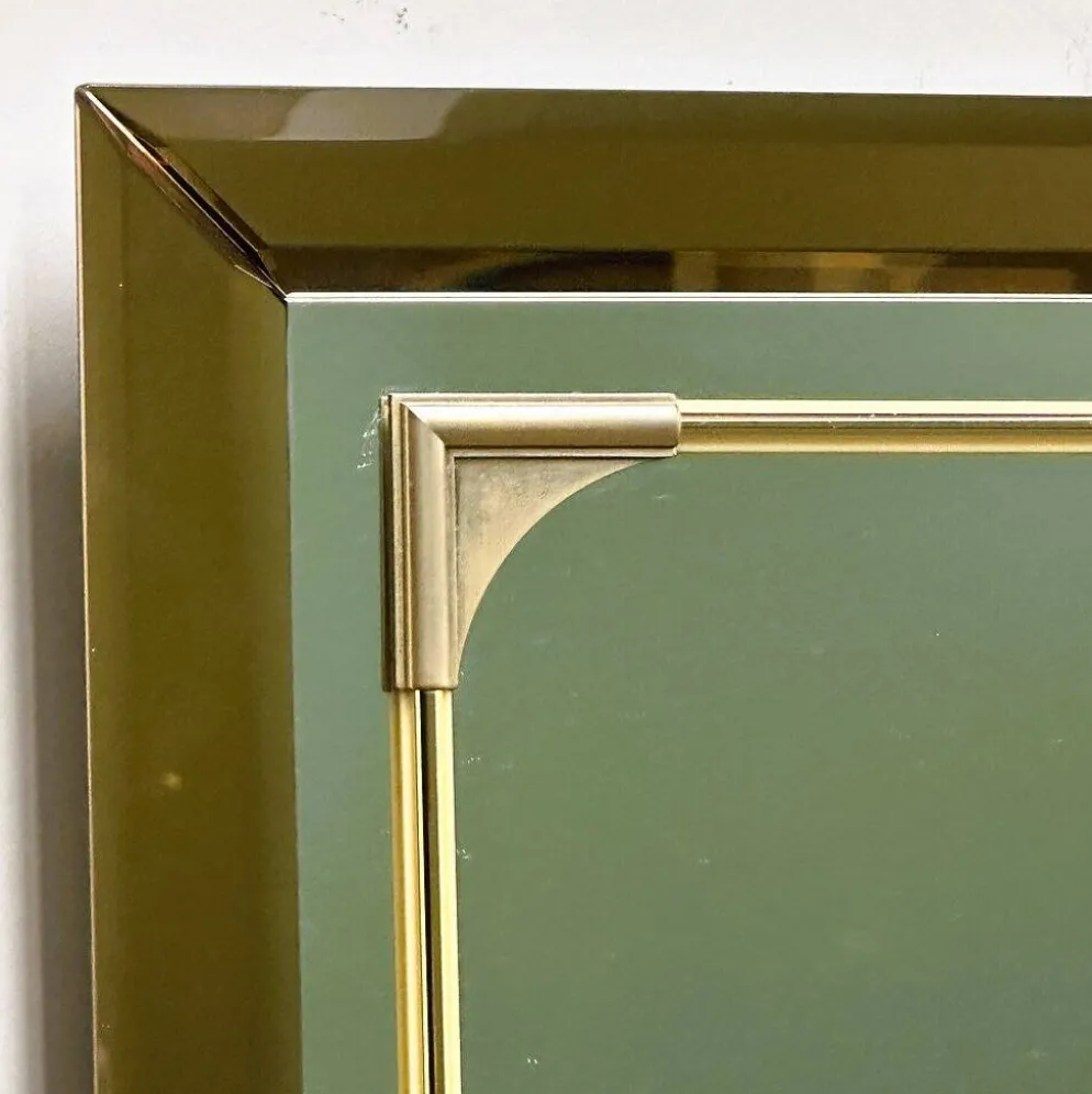 Miroir rectangulaire Schöninger en verre teinté bronze et détails en laiton, allemand