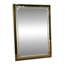 Miroir rectangulaire Schöninger en verre teinté bronze et détails en laiton, allemand