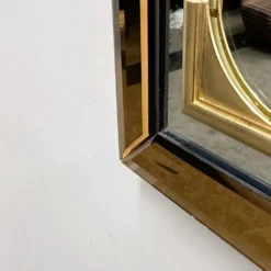 Miroir rectangulaire Schöninger en verre teinté bronze et détails en laiton, allemand