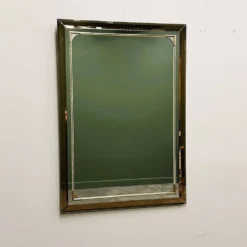Miroir rectangulaire Schöninger en verre teinté bronze et détails en laiton, allemand
