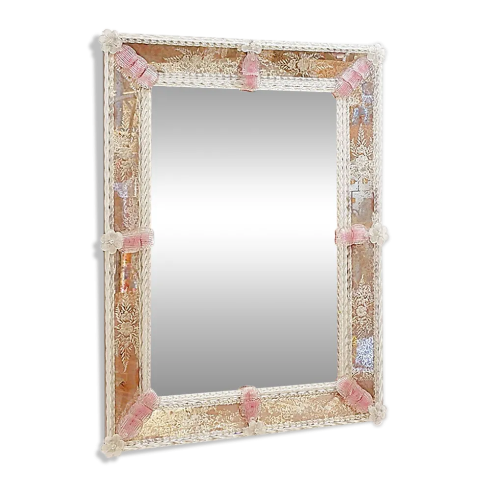 Miroir rectangulaire vénitien Murano - Début du 20ème siècle