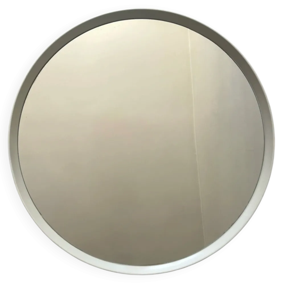 Miroir rond blanc space age, vers 1970