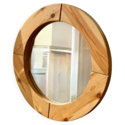 Miroir rond en bois brut