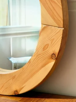 Miroir rond en bois brut