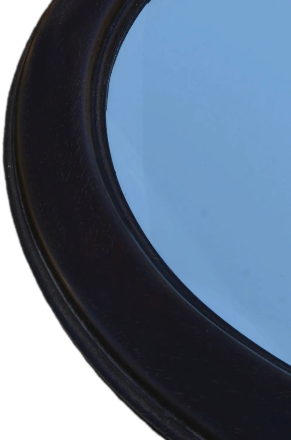 Miroir rond en chêne massif, biseauté, abimé, diamètre 56cm