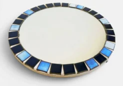 Miroir rond en mosaïque dans le style de Vallauris, France vers 1970