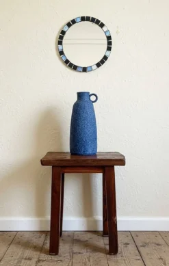Miroir rond en mosaïque dans le style de Vallauris, France vers 1970