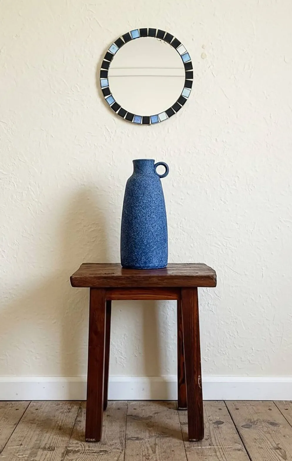 Miroir rond en mosaïque dans le style de Vallauris, France vers 1970
