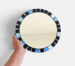 Miroir rond en mosaïque dans le style de Vallauris, France vers 1970