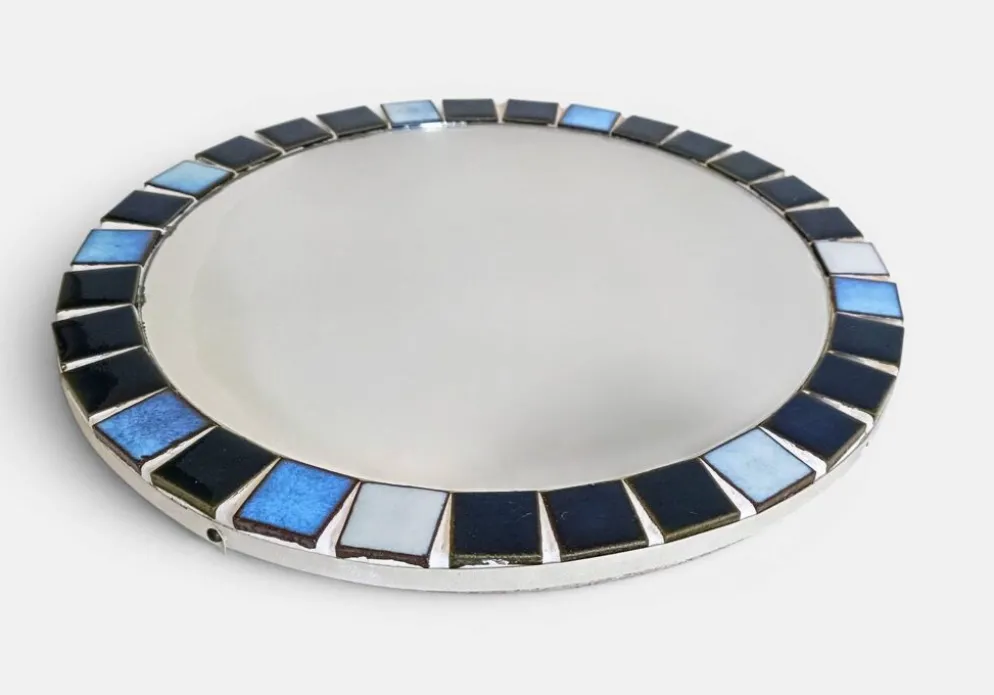 Miroir rond en mosaïque dans le style de Vallauris, France vers 1970