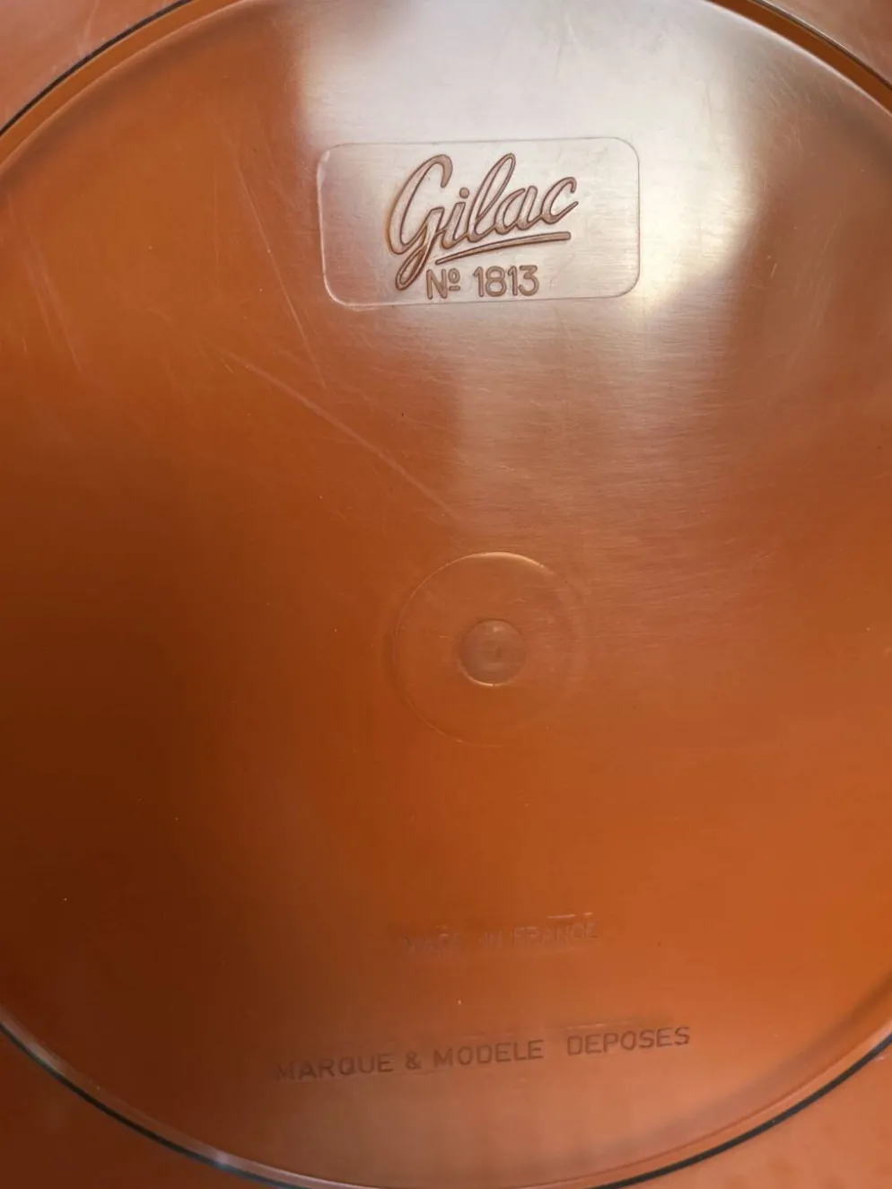 Miroir rond en plexiglas fumé - GILAC n°1813 - Vintage 1970
