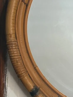 Miroir rond en rotin des années 60 Espagne