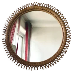 Miroir rond en rotin Franco Albini