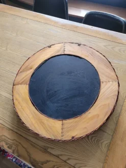 Miroir rond en rotin vintage