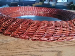 Miroir rond en rotin vintage