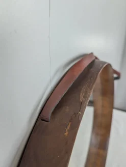 Miroir rond en teck et cuir Luxus Vittsjö par Uno et Östen Kristiansson