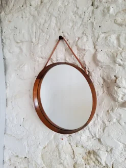 Miroir rond en teck Uno et Osten Kristiansson Luxus Vittsjö, Scandinave