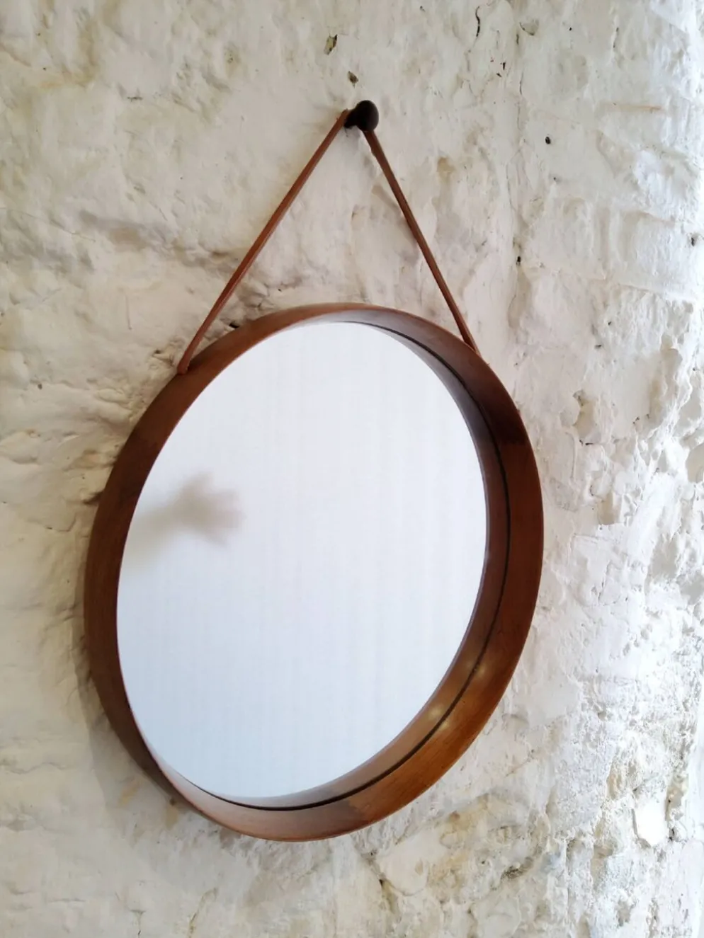 Miroir rond en teck Uno et Osten Kristiansson Luxus Vittsjö, Scandinave
