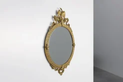 Miroir rond néoclassique français en finition cuivre, 20e siècle