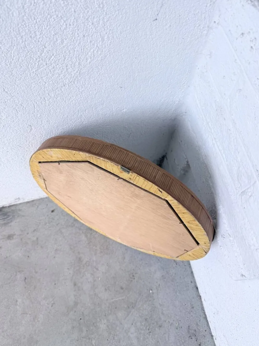 Miroir rond osier tressé 1960