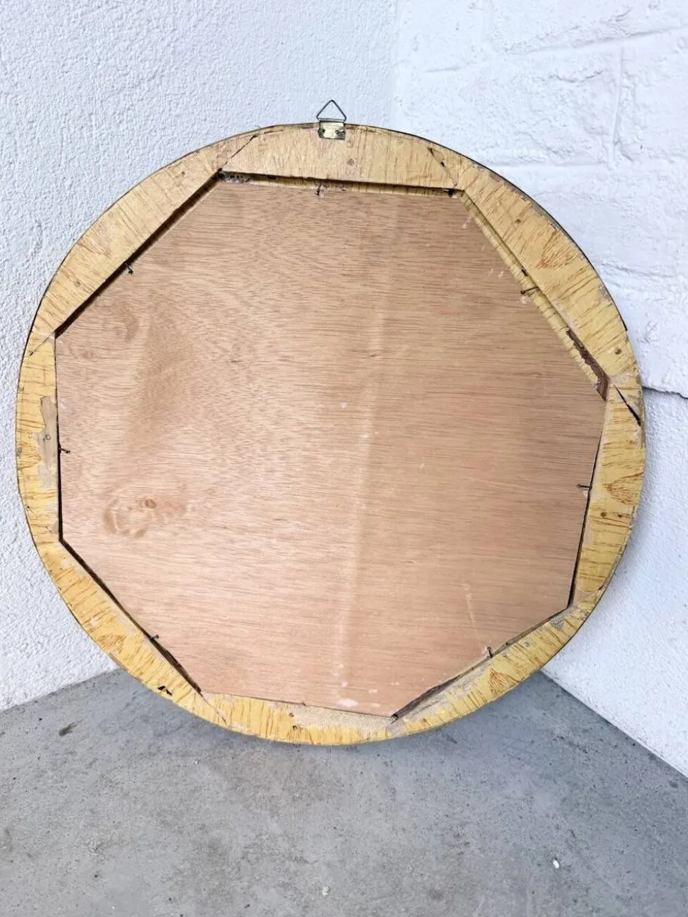 Miroir rond osier tressé 1960