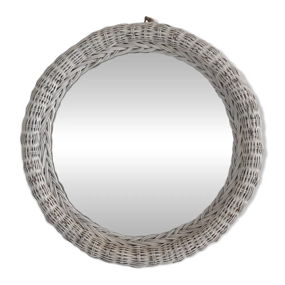 Miroir rond osier, XXème