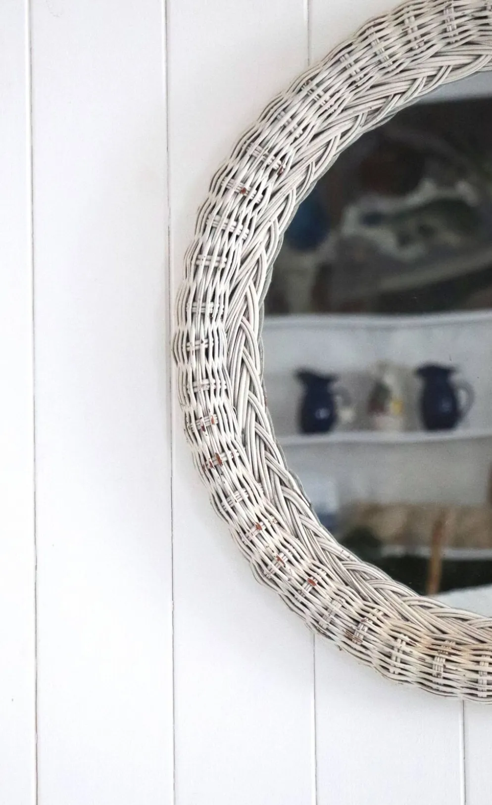 Miroir rond osier, XXème