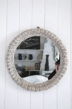 Miroir rond osier, XXème