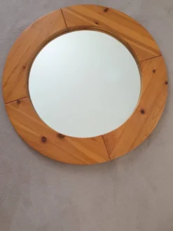 Miroir rond scandinave en pin massif