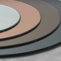 Miroir rond vintage avec des cercles en verre fumé concentriques, design italien, années 1970.
