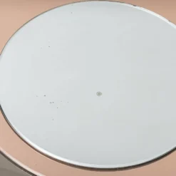 Miroir rond vintage avec des cercles en verre fumé concentriques, design italien, années 1970.