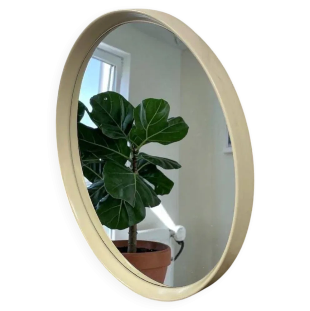 Miroir rond vintage beige style spatial / miroir mural