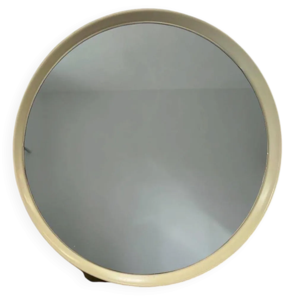 Miroir rond vintage beige style spatial / miroir mural