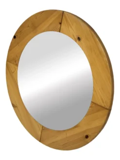 Miroir rond vintage en pin des années 70, design suédois